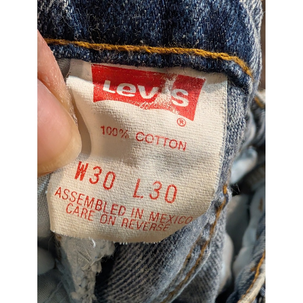 Vintage Levis SilverTab Acid Wash Jeans 30x30 Blue Loose Tapered Pleated 90s - Picture 6 of 7